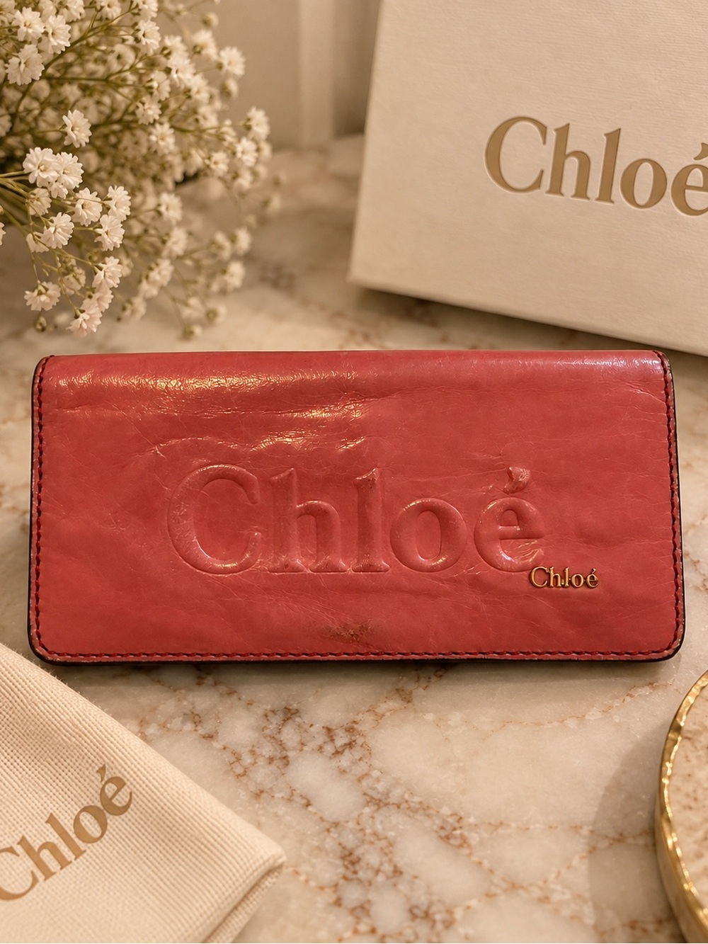 Chloé Embossed Leather Continental Wallet